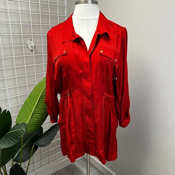 Chico's Dark Orange Animal Print Jacket - Size 16/18 (3) - Picture 1 of 3